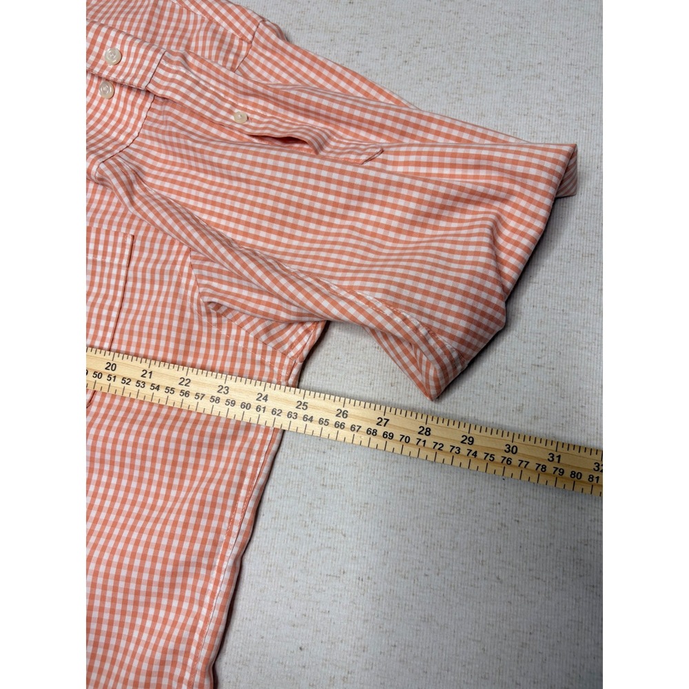 Kenneth Cole Reaction Mens Orange‎ Gingham Button Down Shirt L 16-16.5 34-35 - Picture 5 of 8